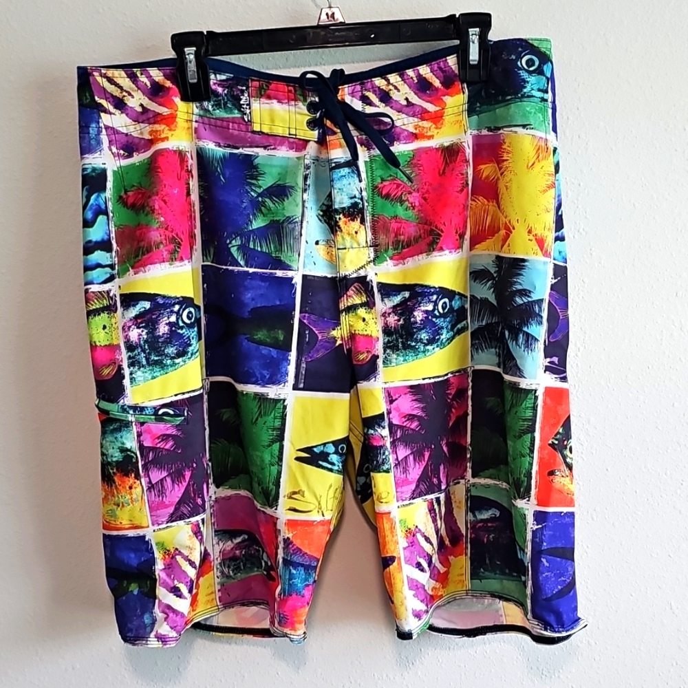 Salt Life Mens 36 SLX-QD Vapor Stretch Swim Trunks Board Shorts